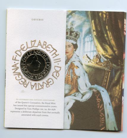 UK 2003 Brilliant Uncirculated £5 Coin Coronation Anniversary Commemorative Crown