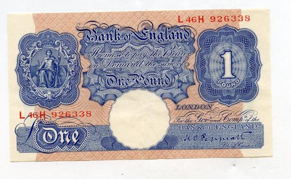 Bank of England £1 One Pound Note . March 1940 Prefix L46H