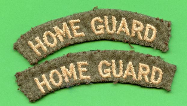 Pair of  WW2 Home Guard  Cloth Shoulder Title Badges