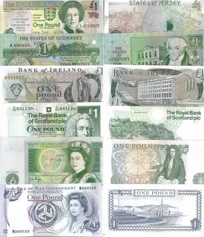 Set of 6 UK & Island Uncirculated Banknote Set