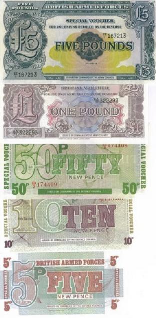 Set of 5 British Military Uncirculated Banknotes