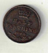 UK Half Farthing Coin 1844