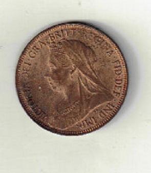 UK Halfpenny Coin 1901