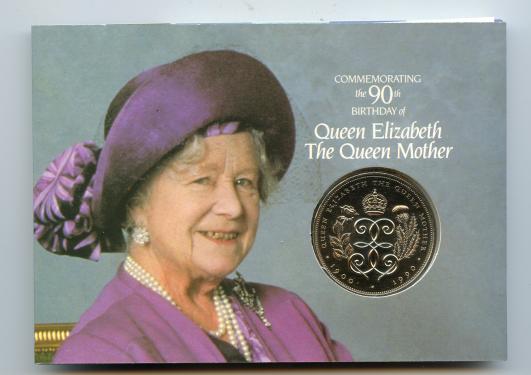1990  Brilliant Uncirculated £5 Coin Queen Mothers 90th Birthday