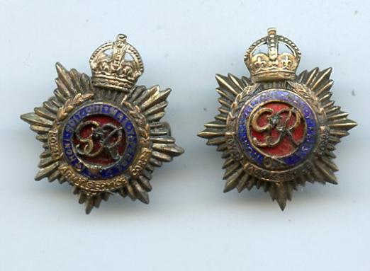 Pair of Officers Royal Army Service Corps Collar Badges