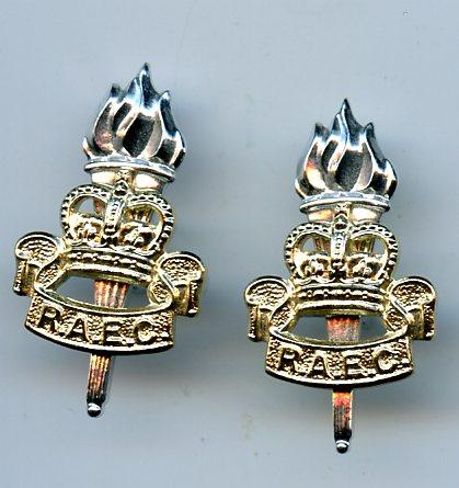 Pair of Royal Army Educational Corps  RAEC Queens Crown Collar Badges