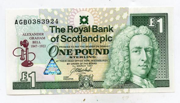 Royal Bank of Scotland Alexander Graham Bell Commemorative £1 Banknote