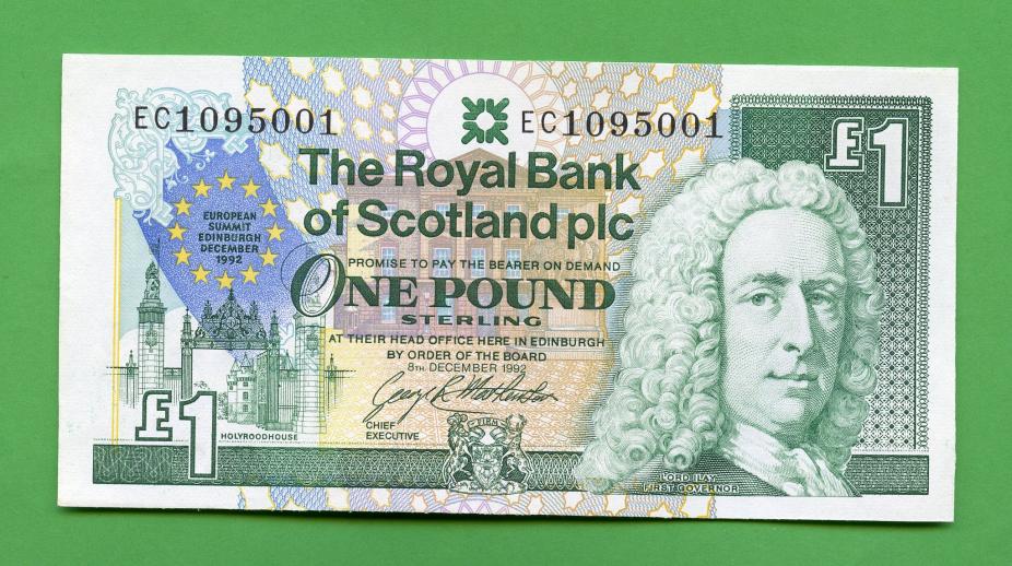 Royal Bank of Scotland European Summit Scottish Commemorative £1 Banknote 1992