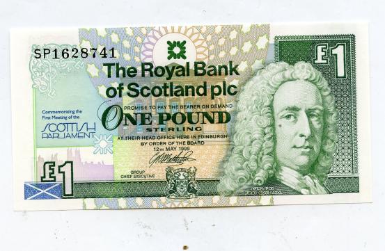 Royal Bank of Scotland Scottish Parliament  Commemorative £1 Banknote