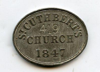 Saint Cuthberts Edinburgh Scottish Communion Token 1847