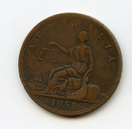 Australia 1855 1 Penny New South Wales Token