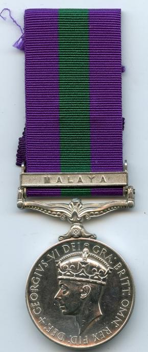 GSM MEDAL 1918-62 Bar Malaya Rfn G McPherson  Cameronians