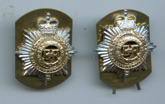 Pair of RCT Royal Corps of Transport Collar Badges