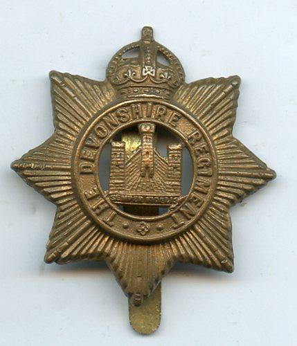 Devonshire Regiment Brass Cap Badge