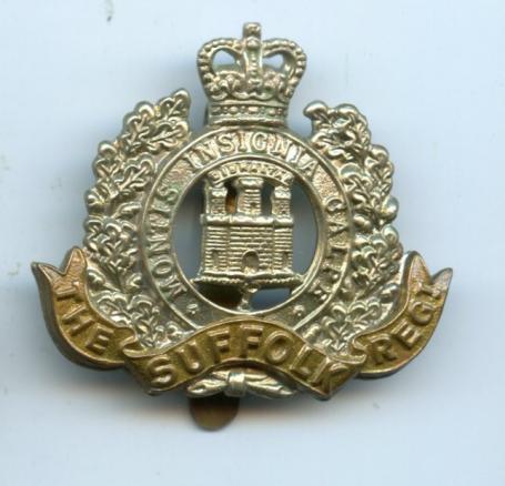 The Suffolk Regiment Queens Crown Cap Badge