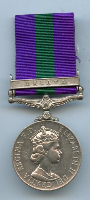 GSM 1918-62 Medal Bar Malaya :Pte T Bennett. Loyals