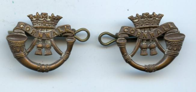 Pair of Cornwall Light Infantry Officers Service Dress Collar Badges