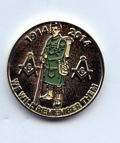 100th Anniversary of WW1 1914-2014 Enameled Masonic Penny Token
