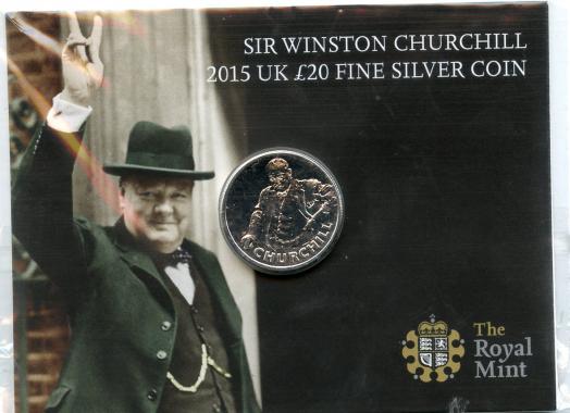 UK 2015 Sir Winston Churchill  £20 Uncirculated  Silver Coin