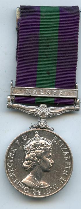 GSM Medal 1918-62 ; 1 Bar : Malaya: Fusilier R Jones, Royal Welsh Fusiliers