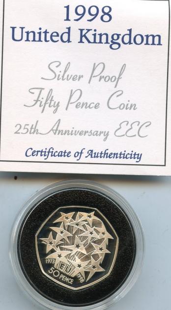 UK 1998 Silver Proof 50 Pence Coin Set
