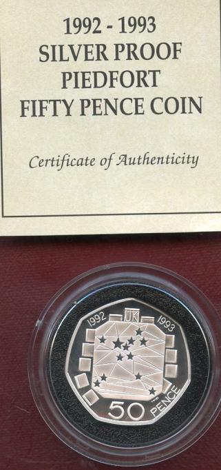 UK 1992-93 Royal Mint Silver Proof Piedfort  E.E.C. Presidency Commemorative 50p Coin