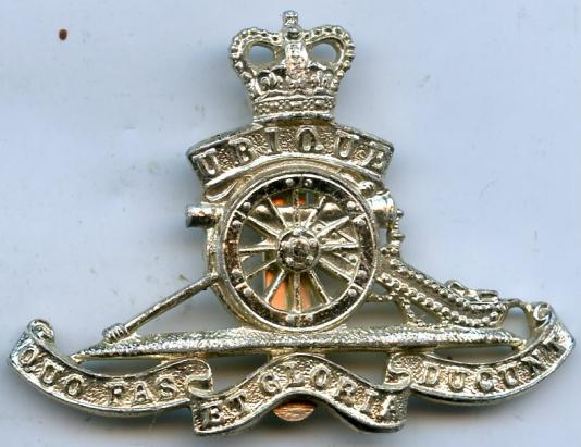 Royal Artillery Queens Crown Anodised Cap Badge