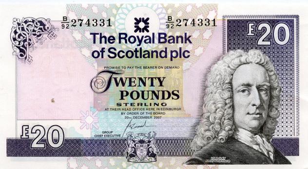 Royal Bank Of Scotland £20 Banknote. 20th December 2007