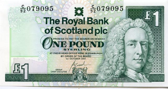 Royal Bank of Scotland £1 One Pound Note .Dated 1st October 2001