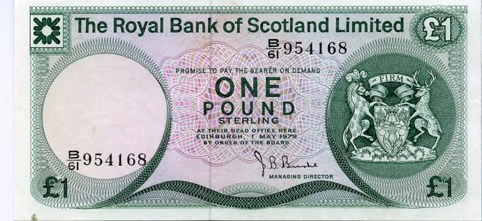Royal Bank of Scotland £1 One Pound Note .Dated 1st May 1979