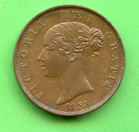 UK  1853 Half Penny Coin