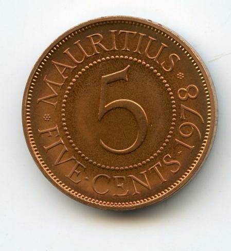 Mauritius 1978 Proof 5 Cents Coin