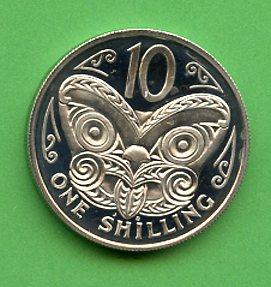 New Zealand 1967 Proof 10 Cents One Shilling Coin