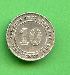 Straits Settlements1902 10 Cents Coin