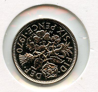 UK 1970 Proof Sixpence Coin