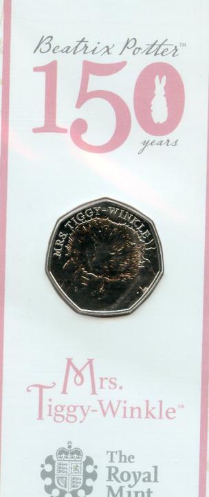 UK 2016 150th Anniversary of Beatrix Potter Mrs Tiggy Winkle 50p Coin