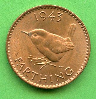UK Farthing Coin 1943