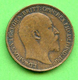 UK  Farthing Coin 1909