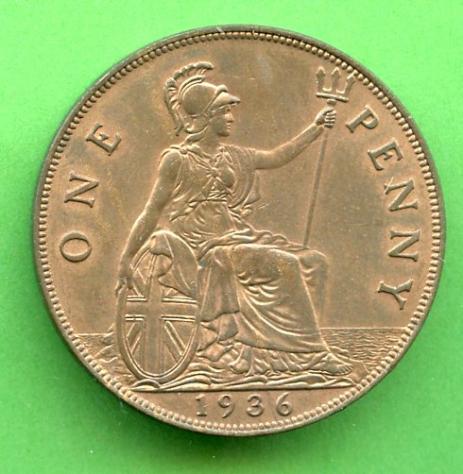 UK One Penny  Coin 1936