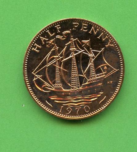 U.K. 1970 Half Penny  Coin