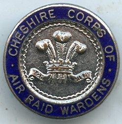 Cheshire  Corps of Air Raid Wardens Lapel Badge