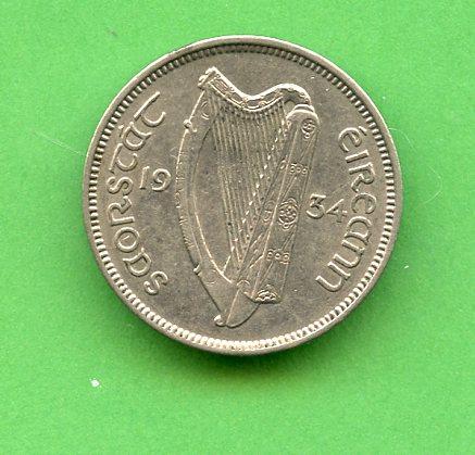 Ireland, 1934 Sixpence Coin