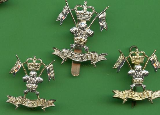 9th/12th Lancers Cap Badge & Collar Badges Set