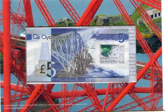 2015 Clydesdale Bank New Polymer Low Serial £5 Note In Presentation Folder