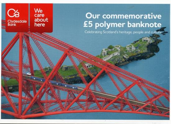 2015 Clydesdale Bank New Polymer Low Serial £5 Note In Presentation Folder