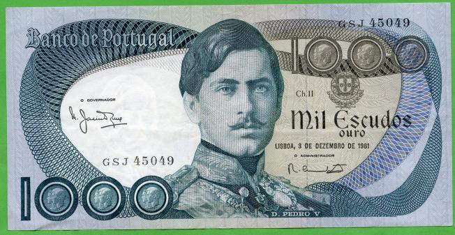 Portugal 1000 Escudos Banknote 1981