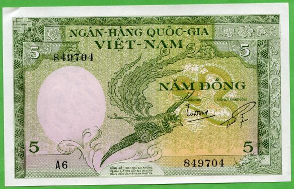 South Vietnam 5 Dong  Banknote 1955