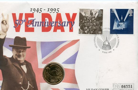 UK 1995 Uncirculated WW2  Anniversary £2 Pound Coin with First Day Cover