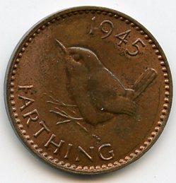 UK George VI 1945 Farthing Coin