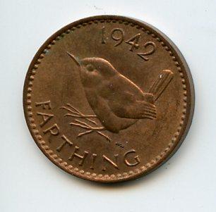 UK George VI 1942 Farthing Coin